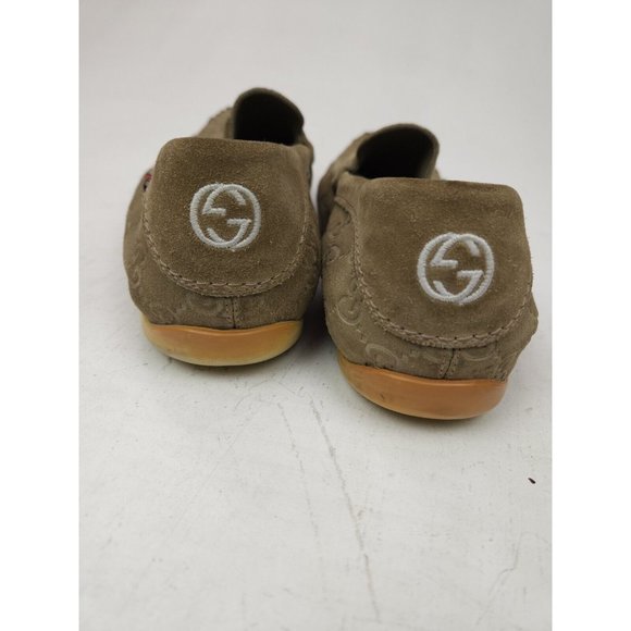 Gucci Guccissima Suede Embossed GG Beige Driving Loafers Size 8.5 US 9-9.5 - Picture 11 of 14